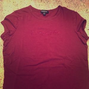 Bebe Logo Tee Burgundy LG